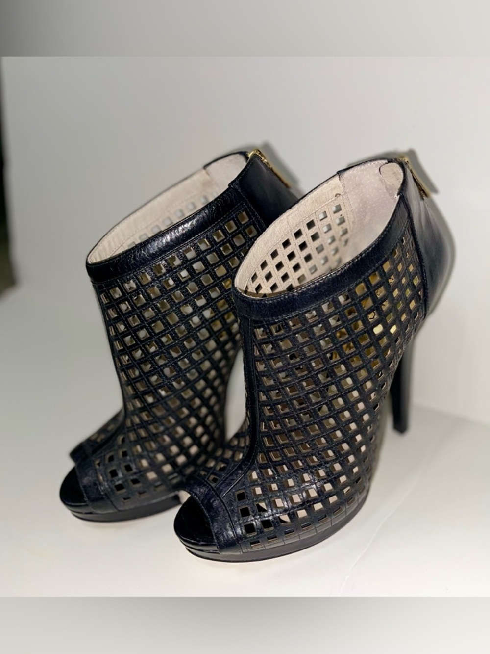 Michael Kors Black Cutout Peep-Toe High Heel Booties